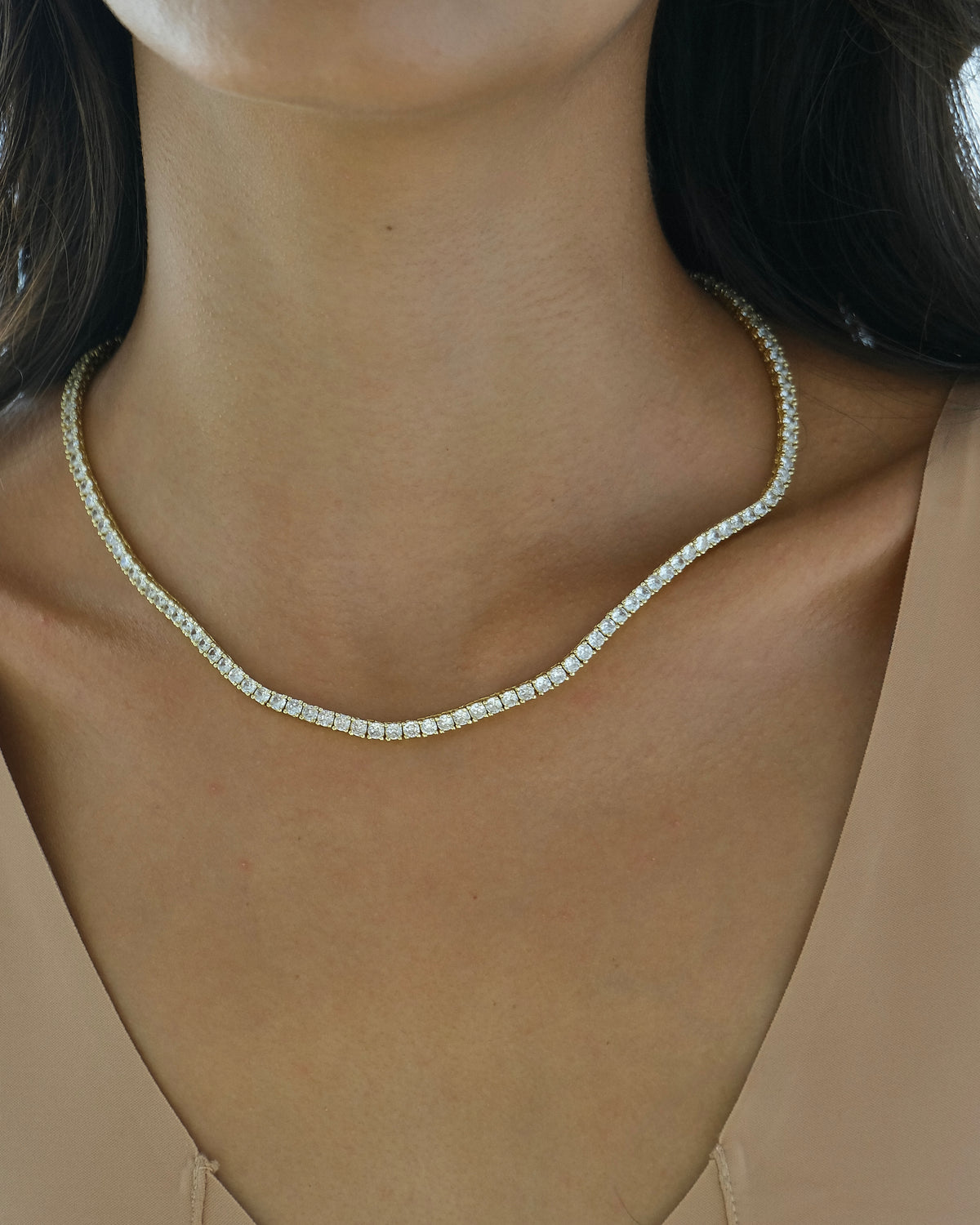 Classic Tennis Necklace 3mm - Gold