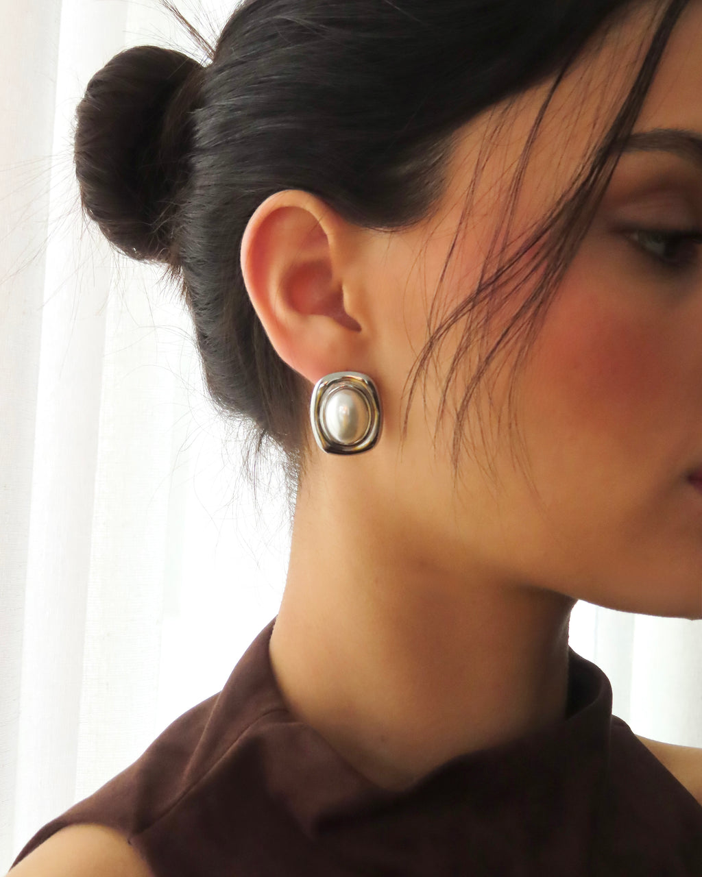 Noor Pearl Earrings - Silver