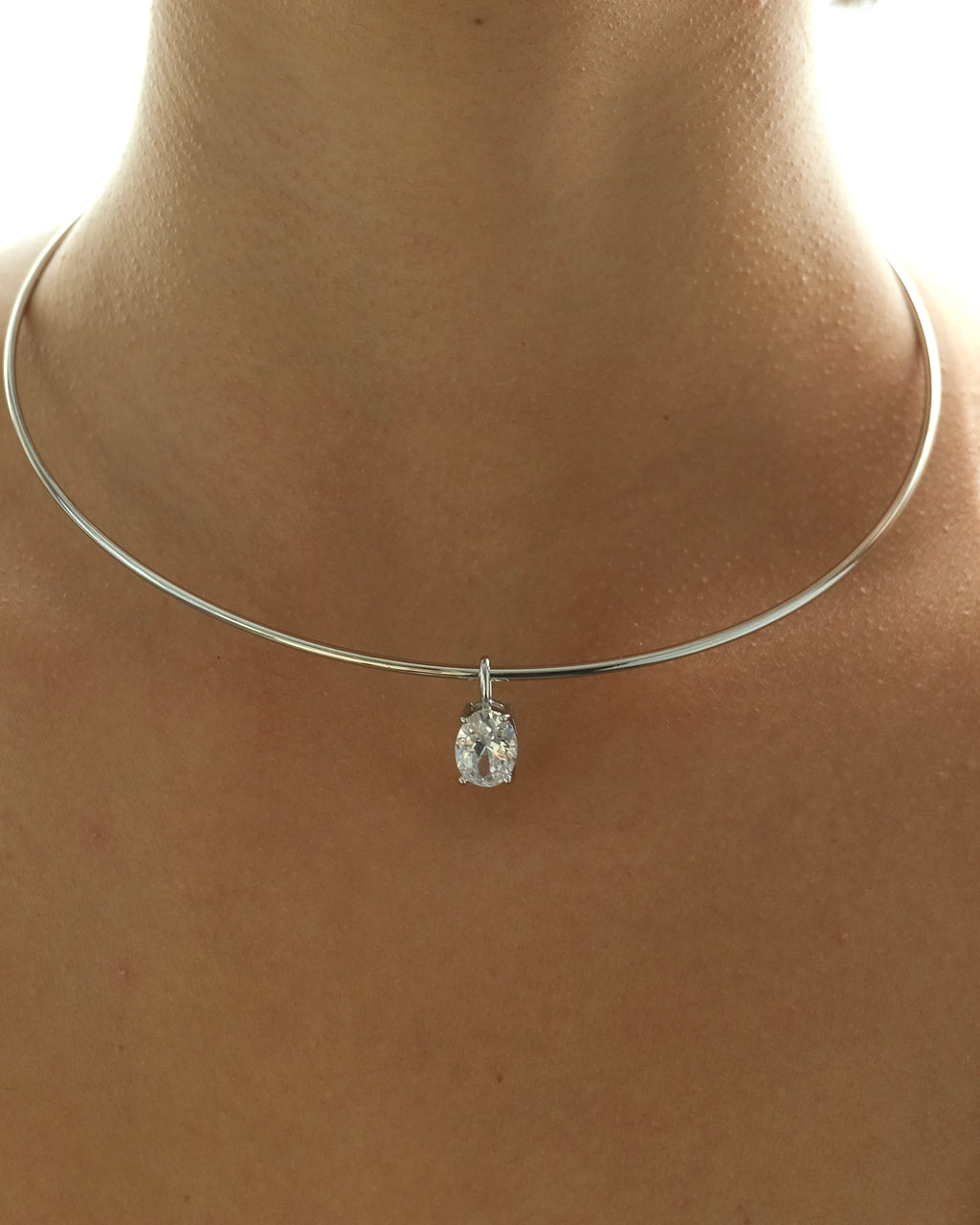 Carlyle Necklace - Oval CZ Silver