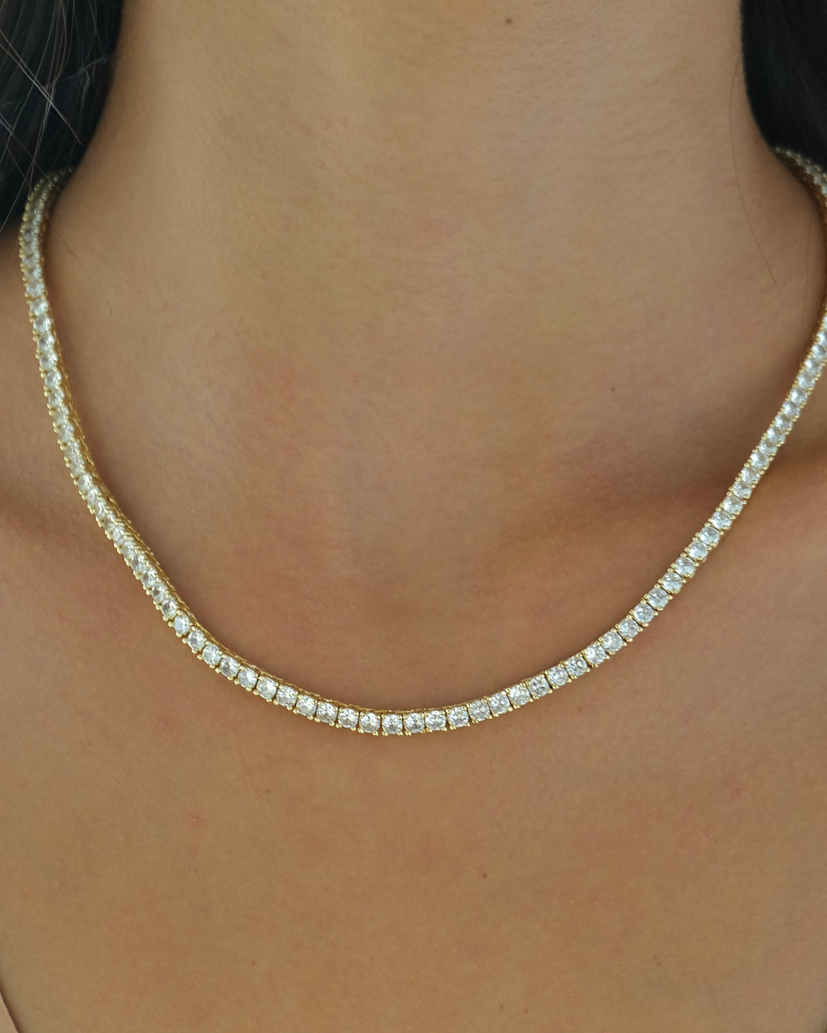 Classic Tennis Necklace 3mm - Gold