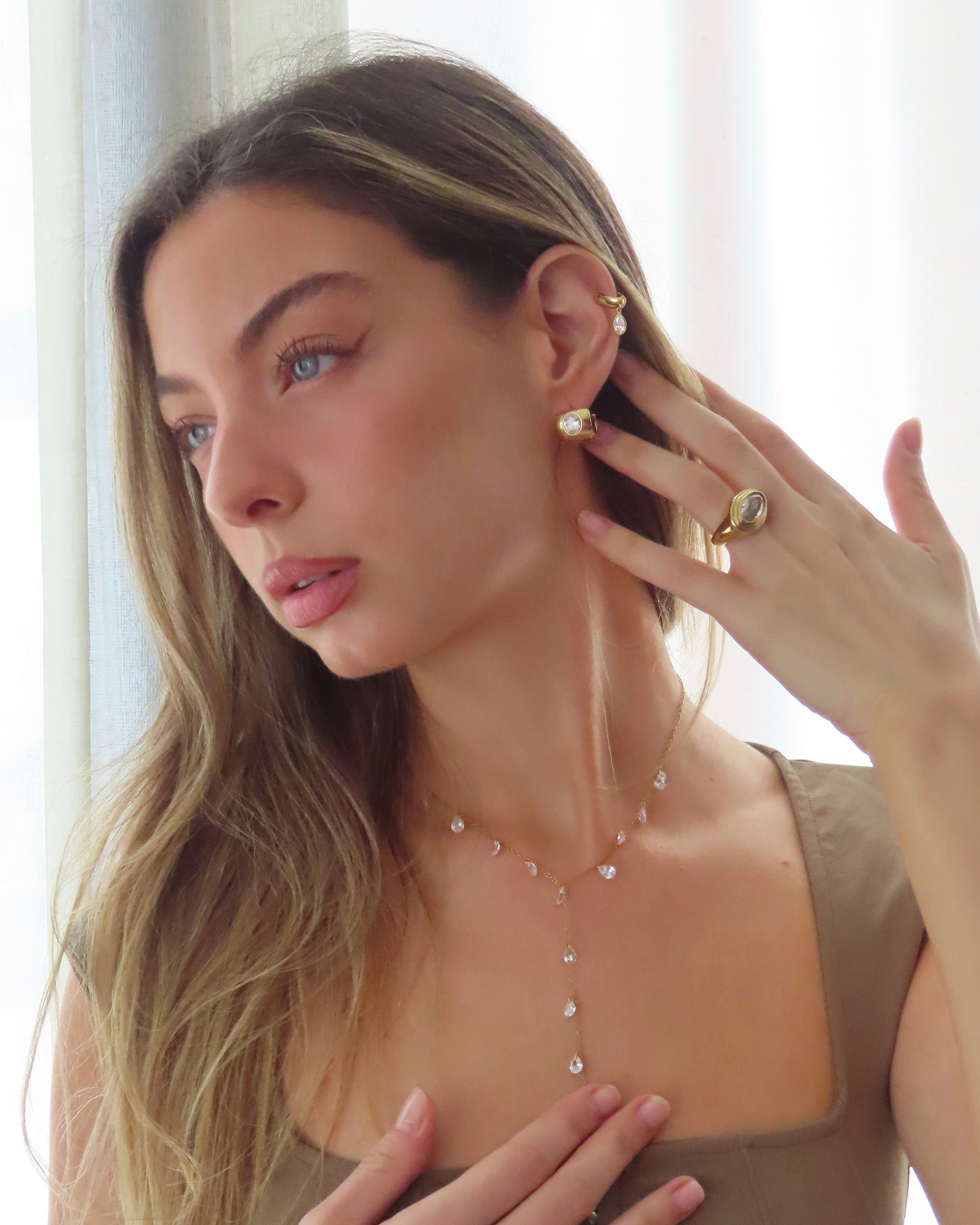 Sculpt Ear Cuff - Pear CZ