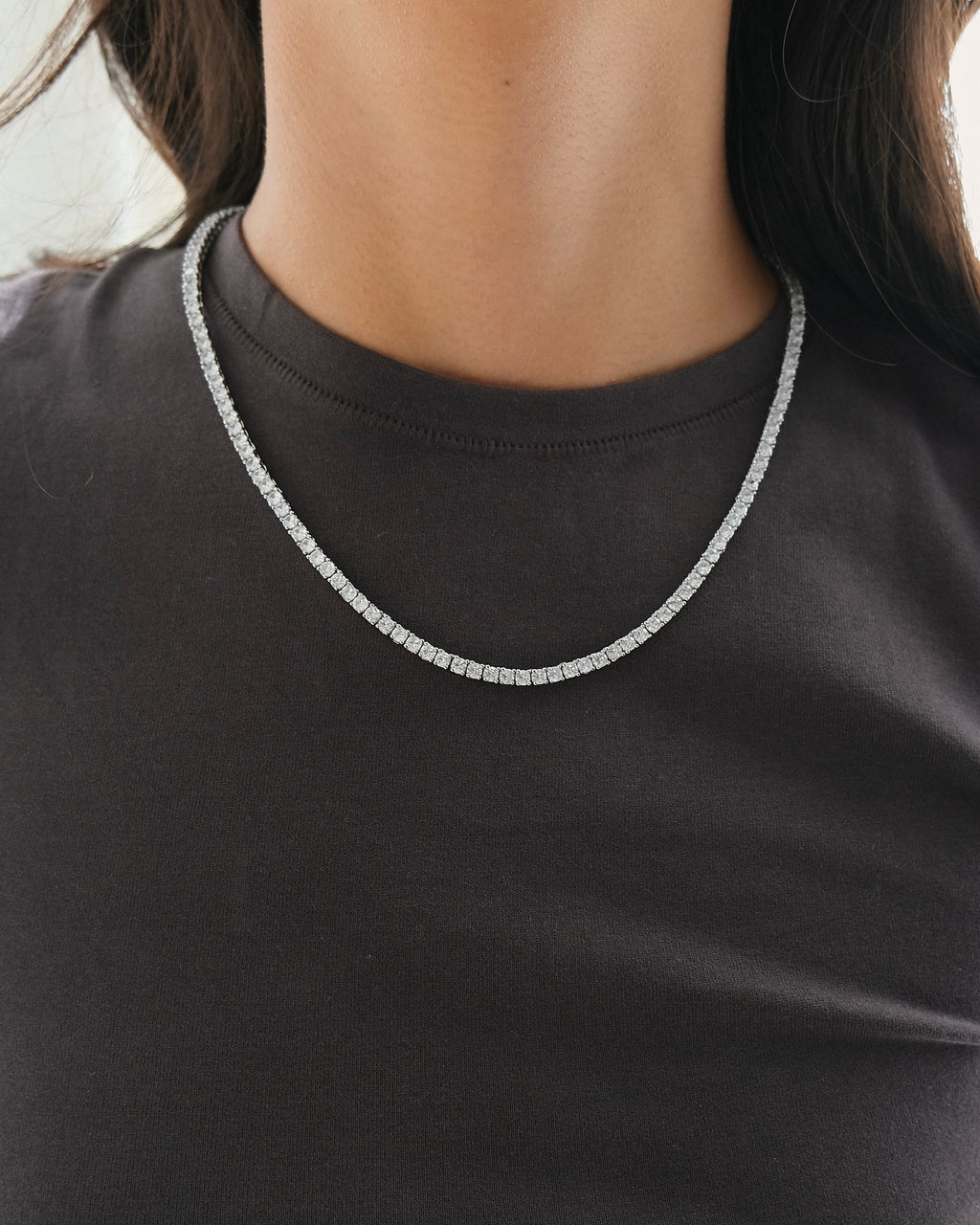 Classic Tennis Necklace 3mm - Silver
