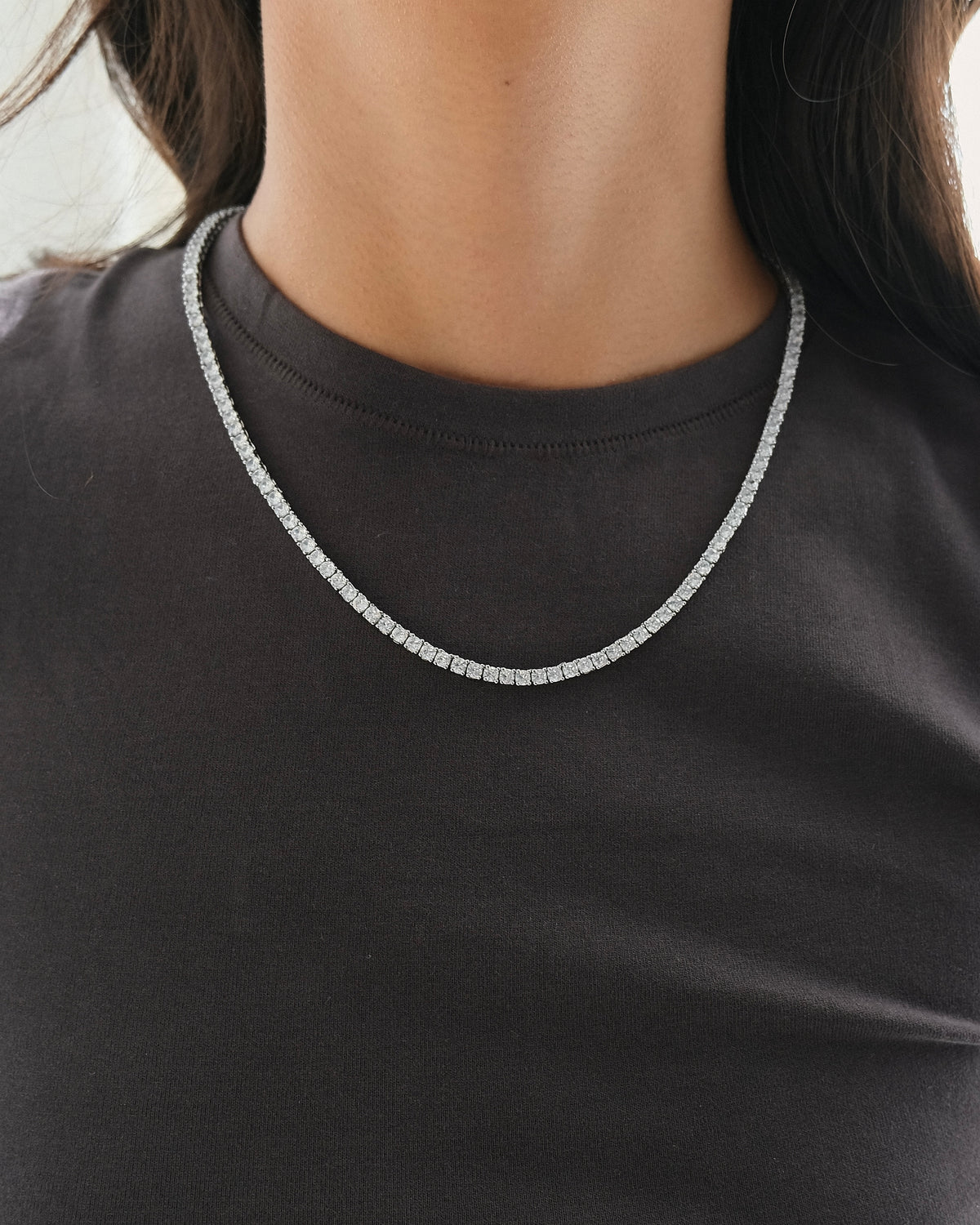 Classic Tennis Necklace 3mm - Silver