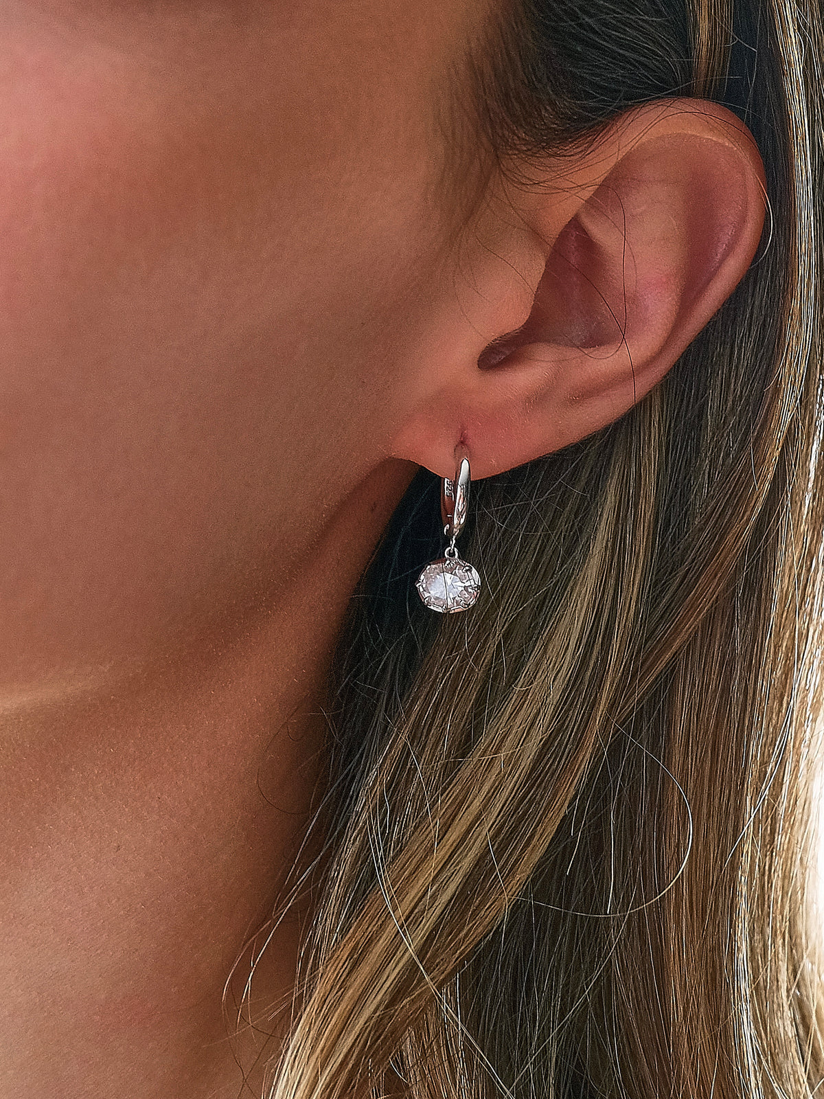 East West Oval Moisanite Hoops - Silver