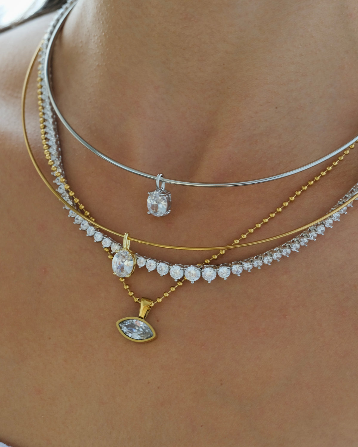 Carlyle Necklace - Oval CZ Silver
