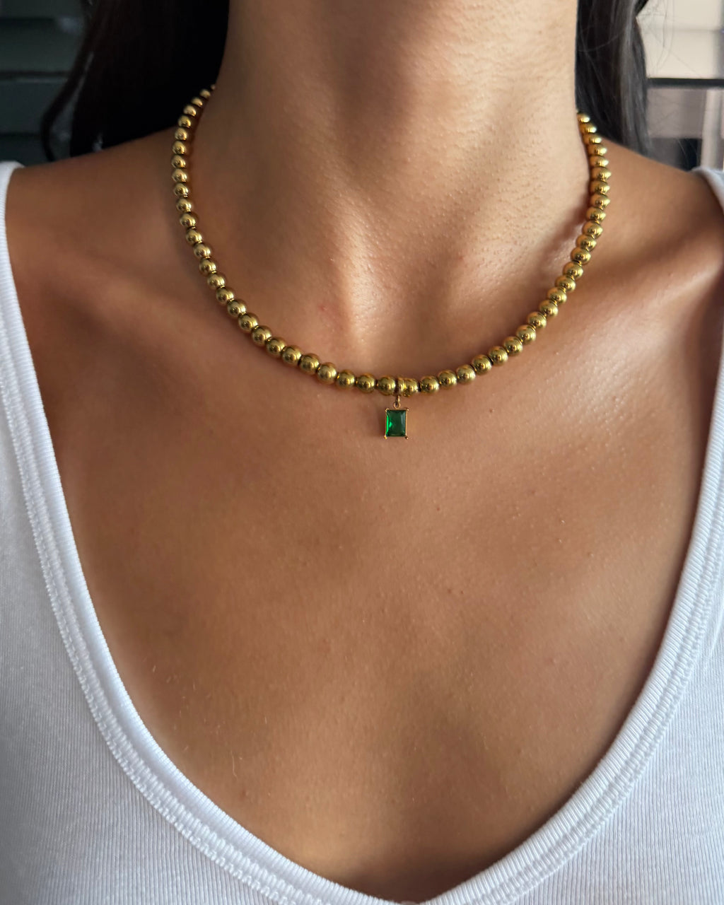 Baguette CZ Charm - Green
