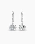 East West Oval Moisanite Hoops - Silver