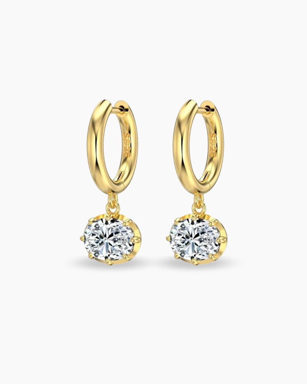 East West Oval Moisanite Hoops - Gold
