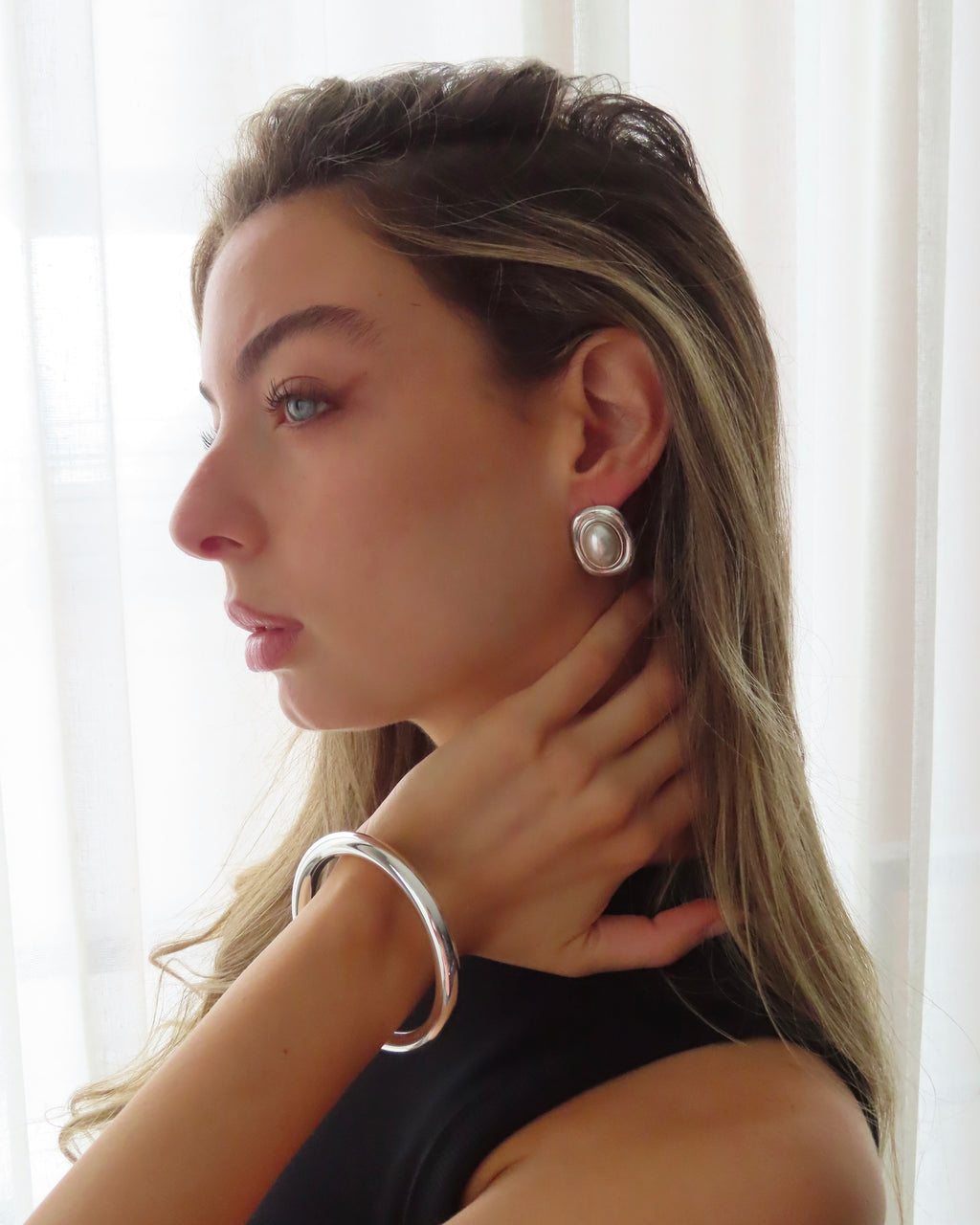 Noor Pearl Earrings - Silver