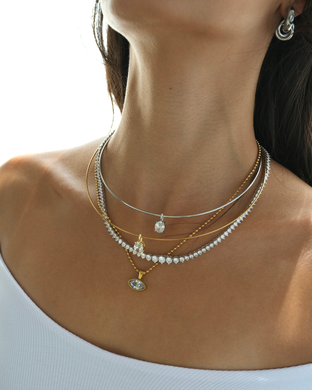 Carlyle Necklace - Oval CZ Silver