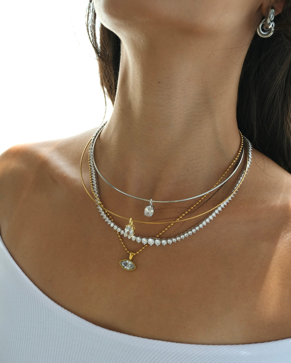 Carlyle Necklace - Oval CZ Silver