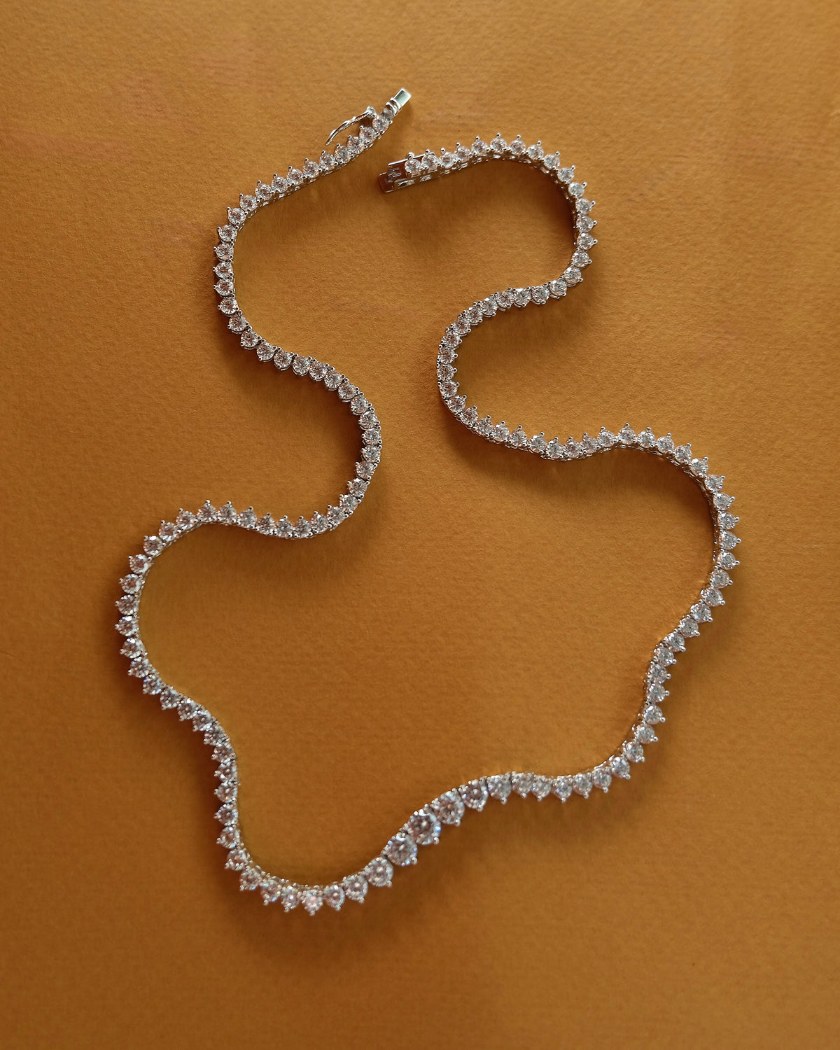 Riviera Three-Prong Tennis Necklace - Silver