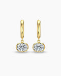 East West Oval Moisanite Hoops - Gold