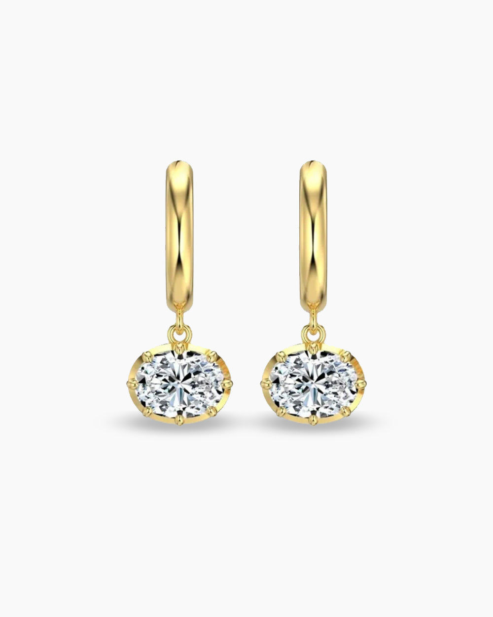 East West Oval Moisanite Hoops - Gold