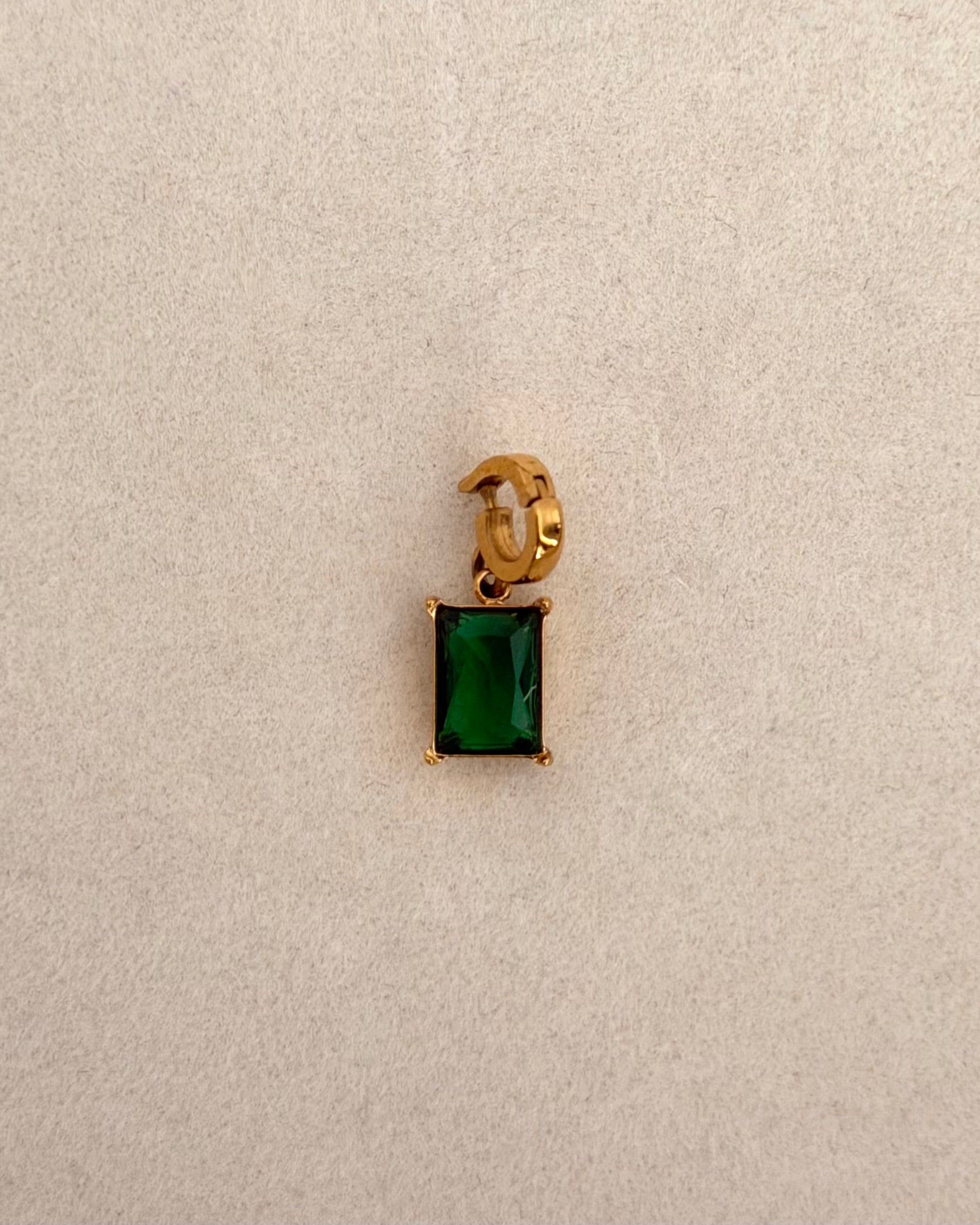 Baguette CZ Charm - Green