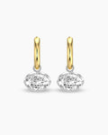 East West Oval Moissanite Hoops - Two Tone