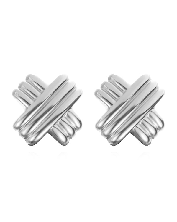 Mini Hex Earrings - Silver