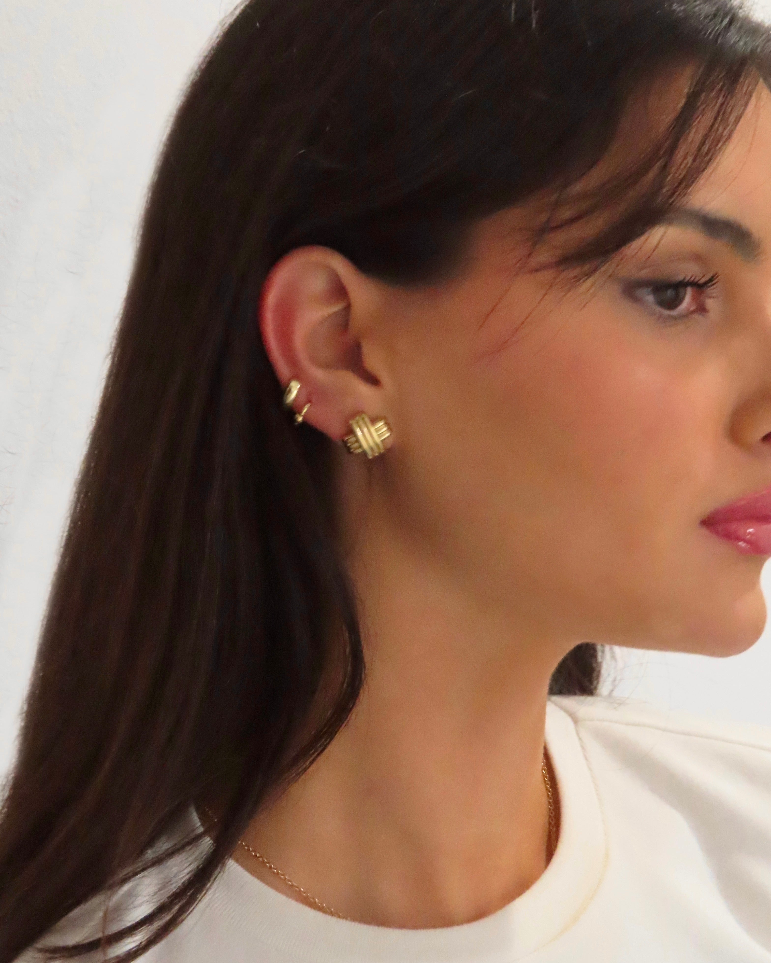 Mini Hex Earrings - Gold
