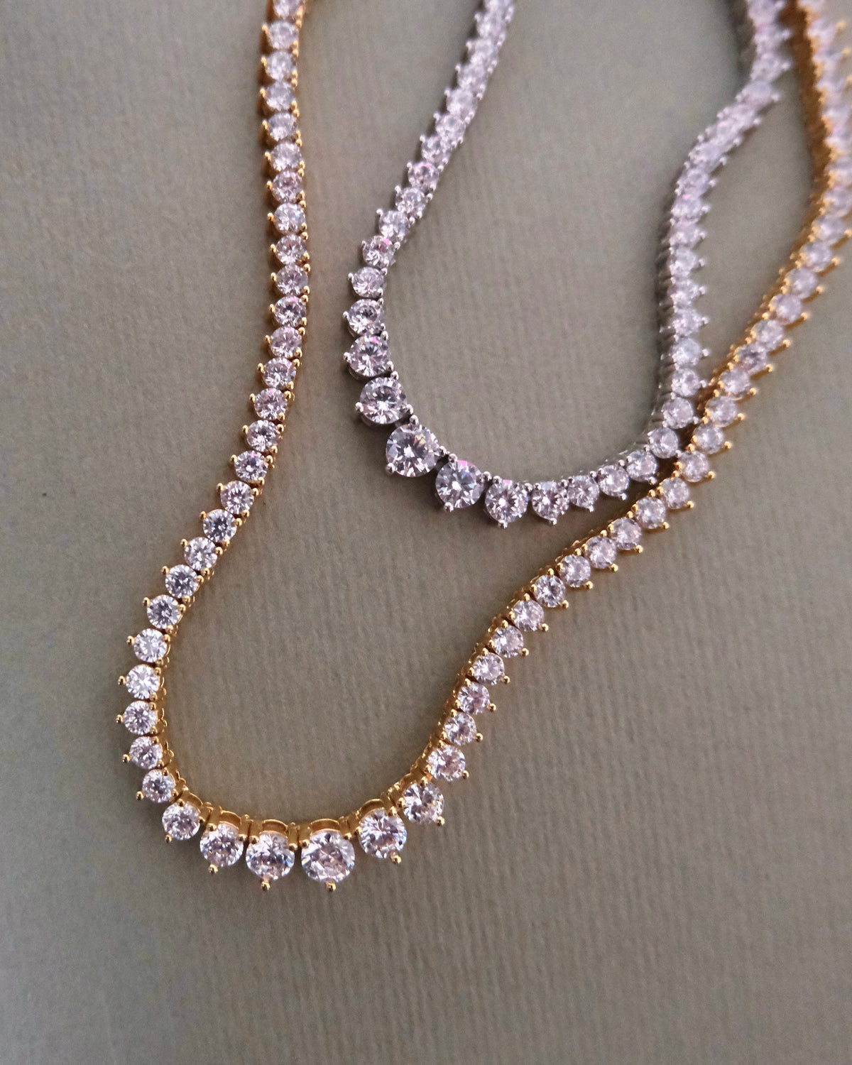 Riviera Three-Prong Tennis Necklace - Gold