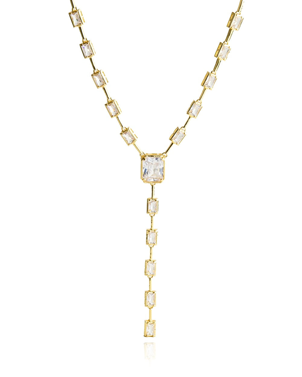 Bezel CZ Lariat Necklace