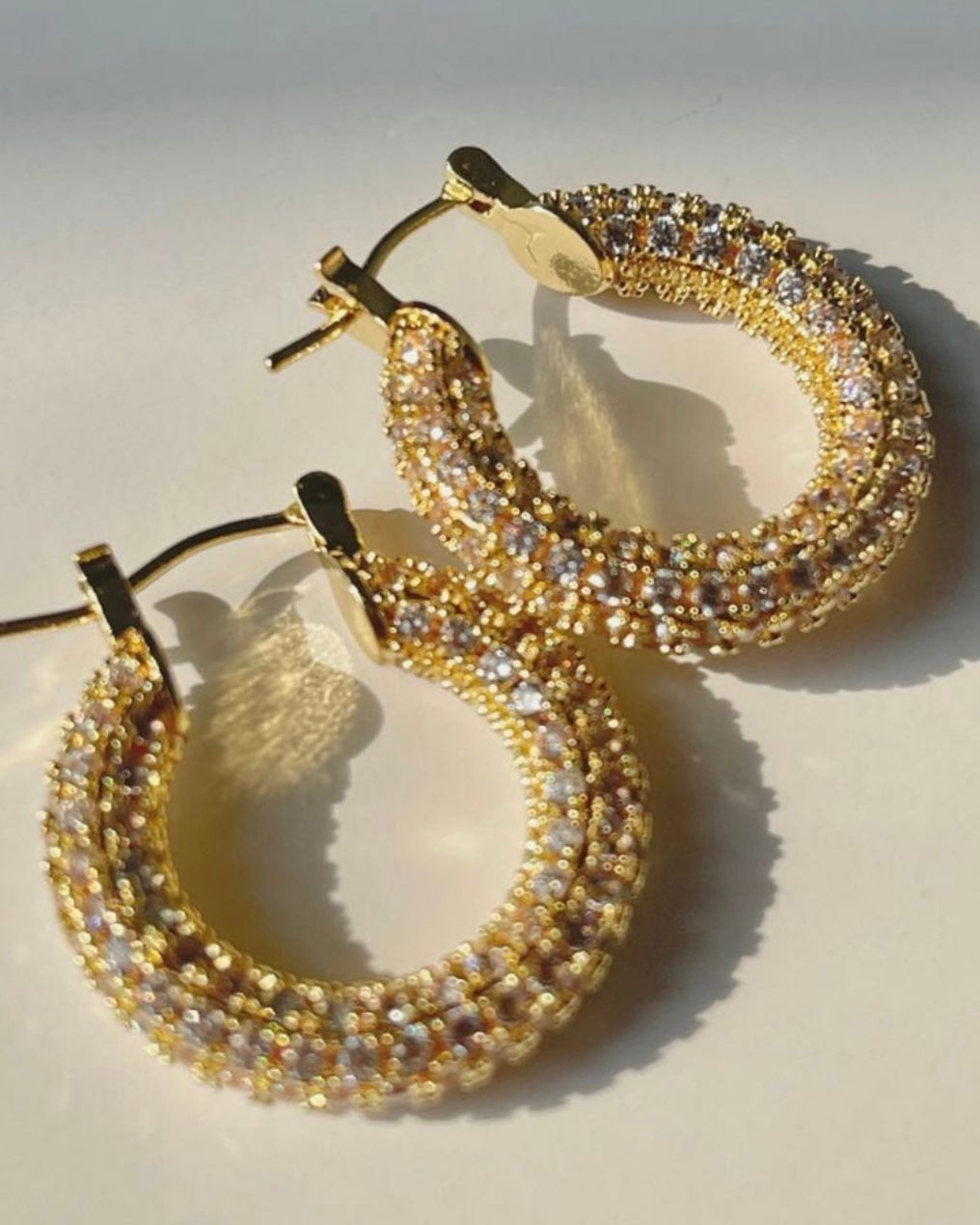 Lux Pavé Hoops - Gold