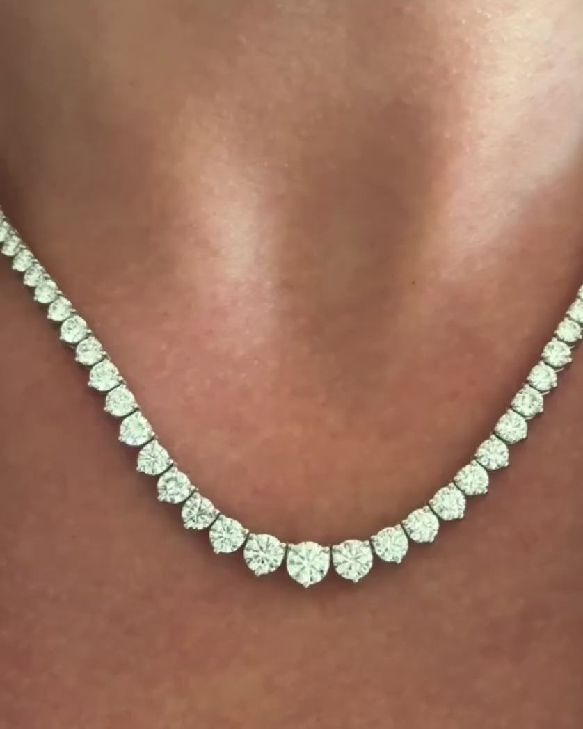 Riviera Three-Prong Tennis Necklace - Gold