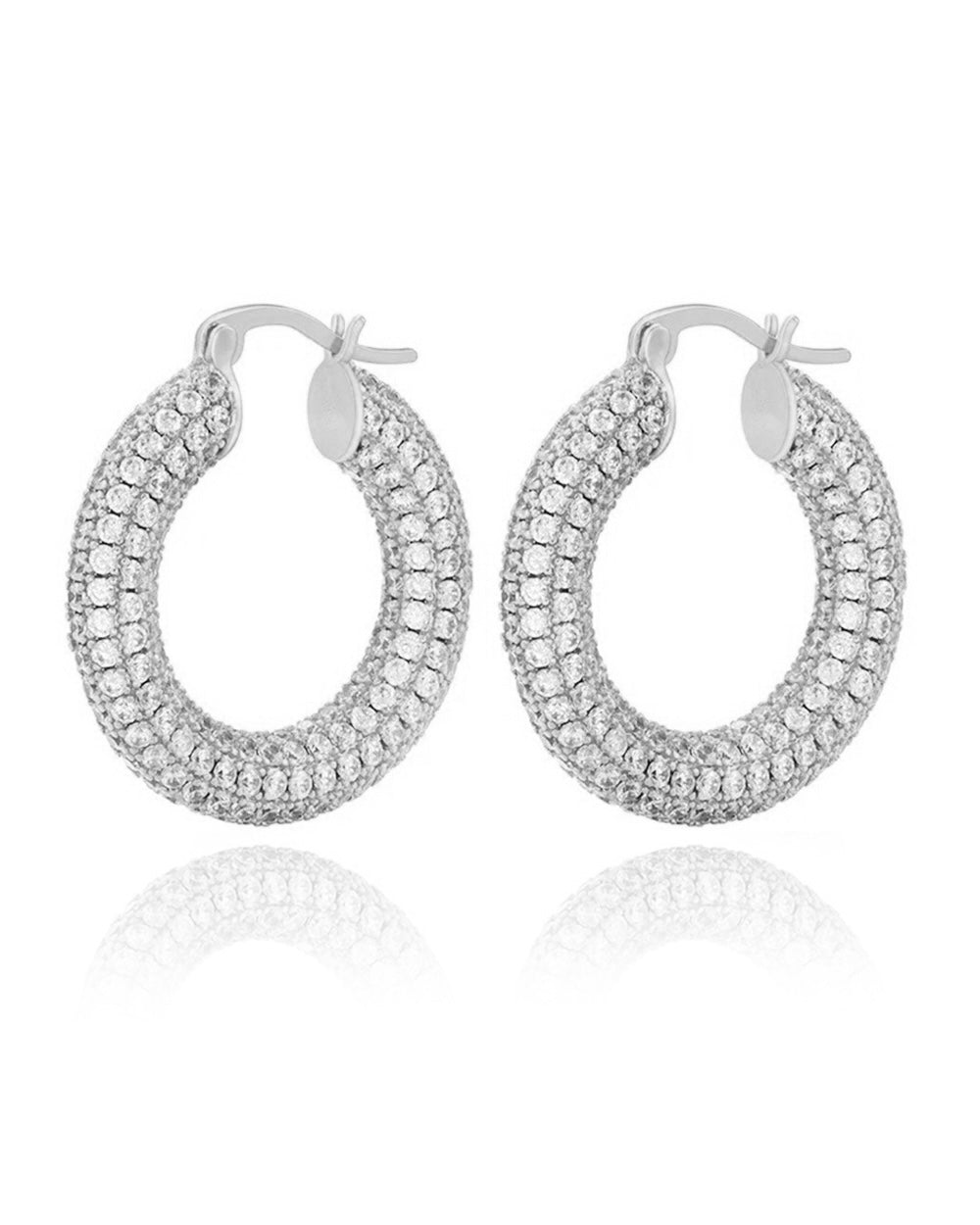 Lux Pavé Hoops - Silver