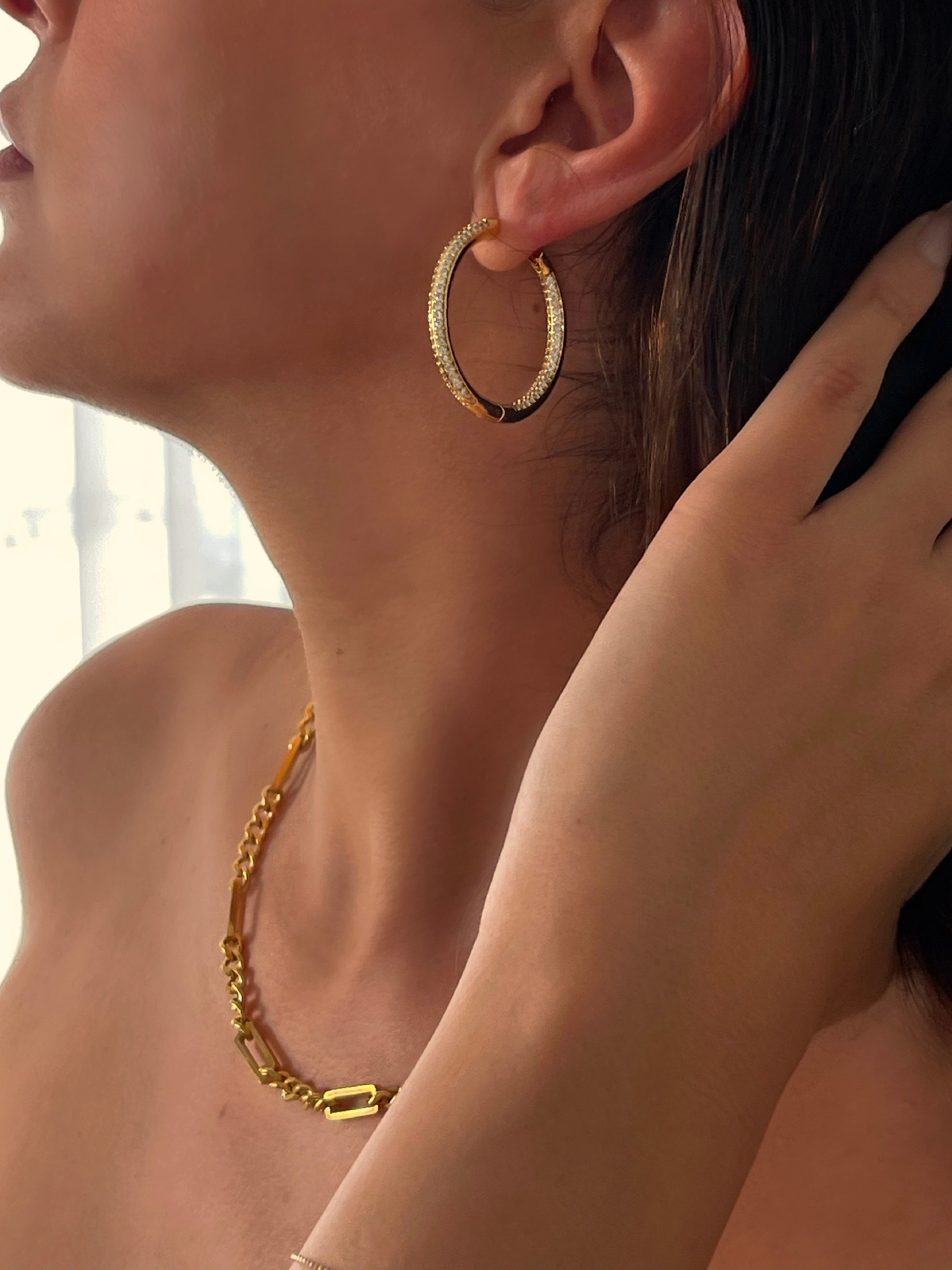 LOTUS PAVÉ HOOPS - ACID ROSE JEWELRY